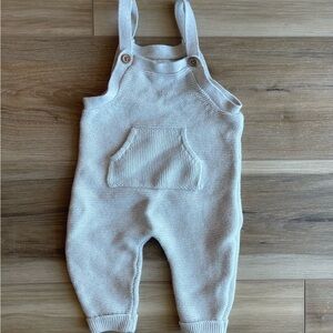 Cozy Cream Knit Overalls for Baby